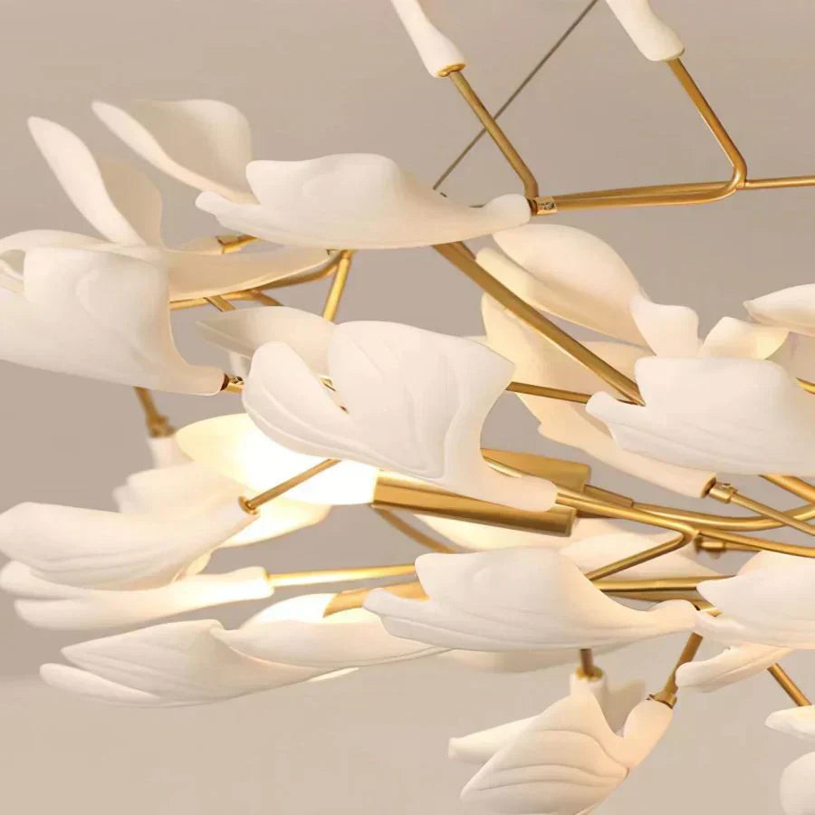 Drooping Ceramic Ginkgo Leaf Chandelier - Zonesus