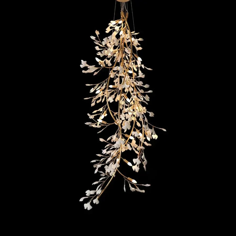 Drooping Ceramic Ginkgo Leaf Chandelier - Zonesus