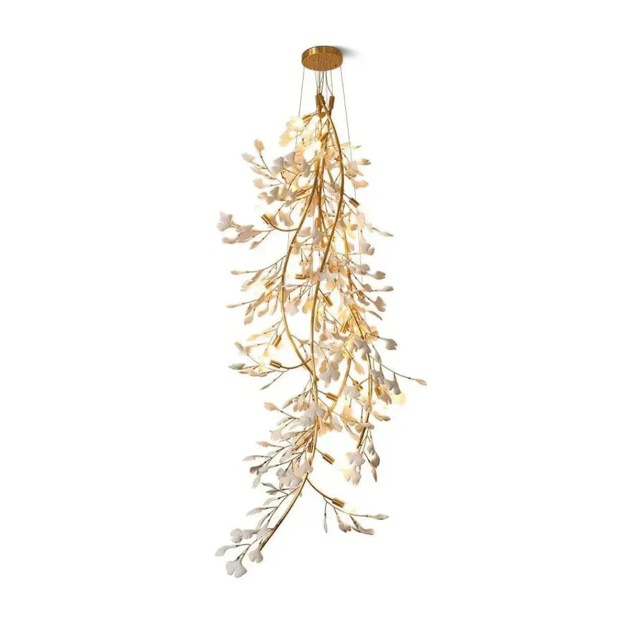 Drooping Ceramic Ginkgo Leaf Chandelier - Zonesus