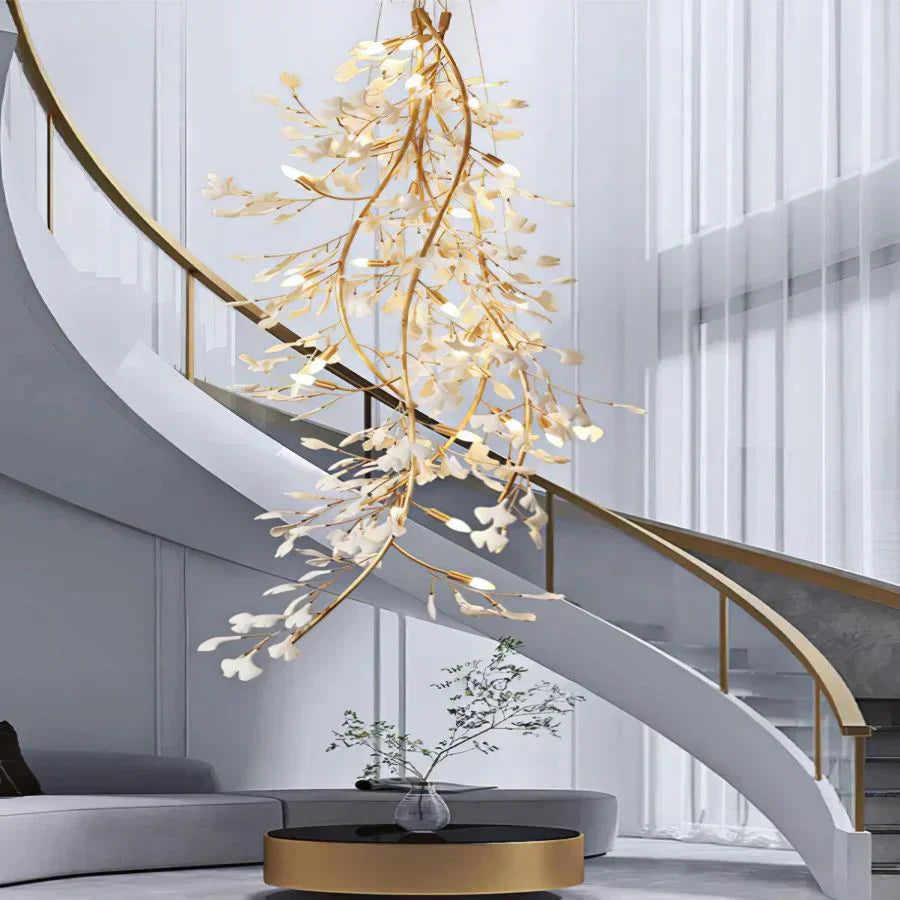 Drooping Ceramic Ginkgo Leaf Chandelier - Zonesus