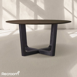 San Germani Round Wood Dining Table with Rennes Base - Zonesus