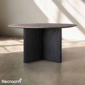 San Germani Round Stone Dining Table with Clement Base - Zonesus