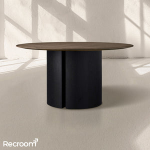 San Germani Round Wood Dining Table with Dauphine Base - Zonesus
