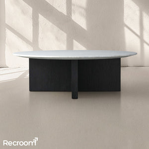 San Germani Round Stone Coffee Table with Clement Base - Zonesus
