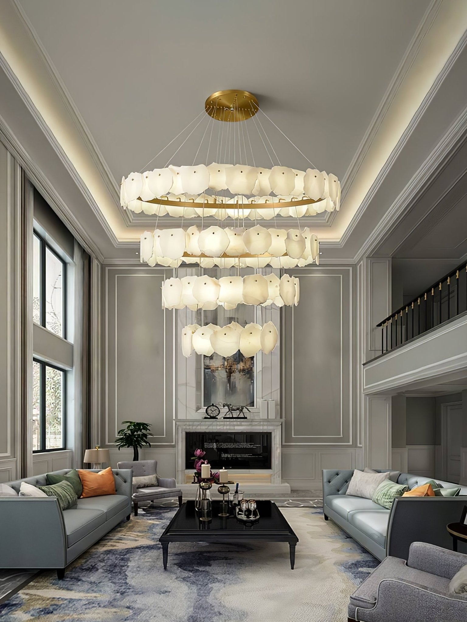 Ecliptica Spiral Alabaster Chandelier - Zonesus