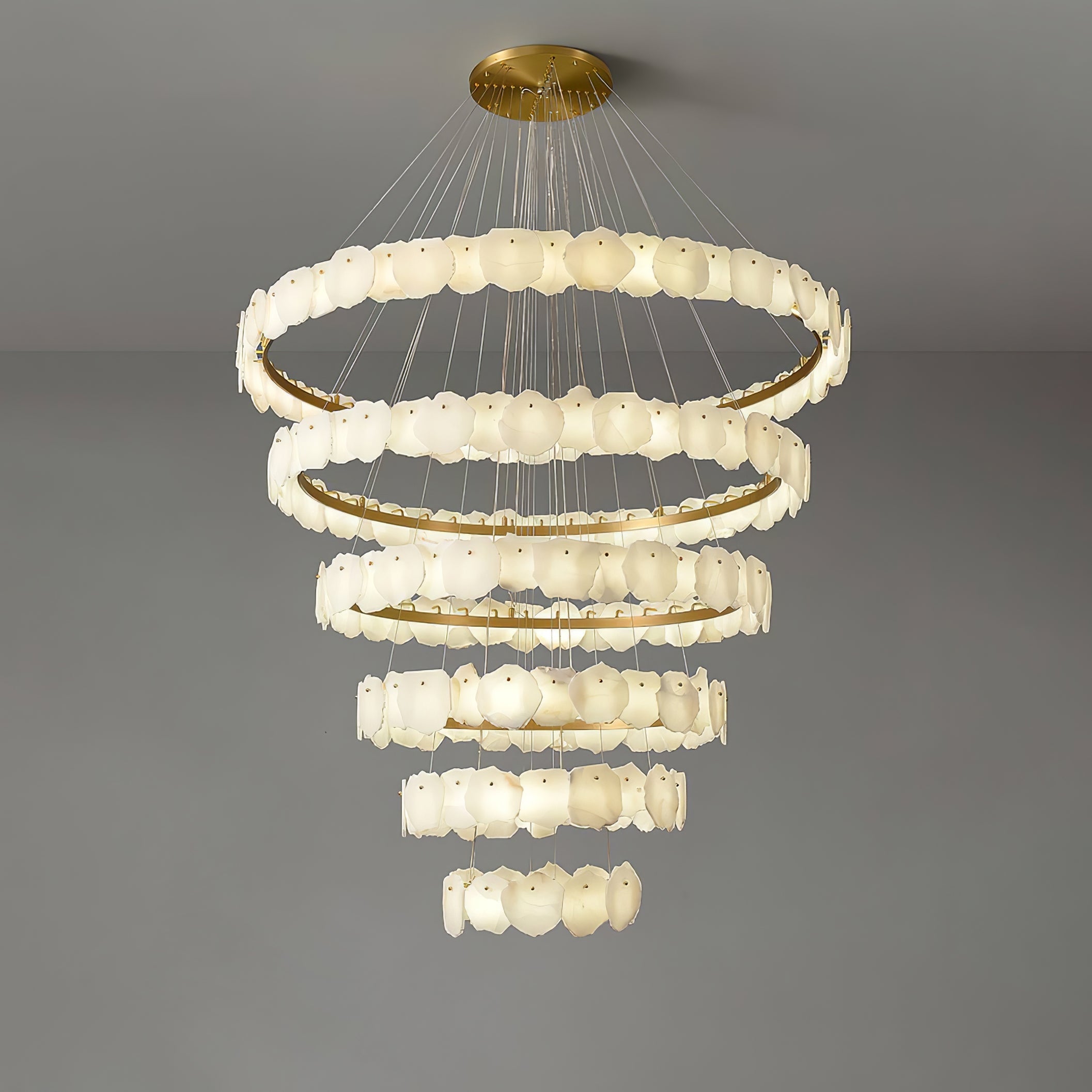 Ecliptica Spiral Alabaster Chandelier - Zonesus