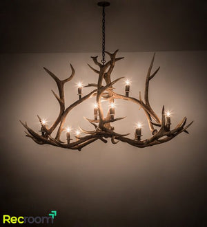 70" Long Antlers Elk 10 Light Oblong Chandelier - Zonesus