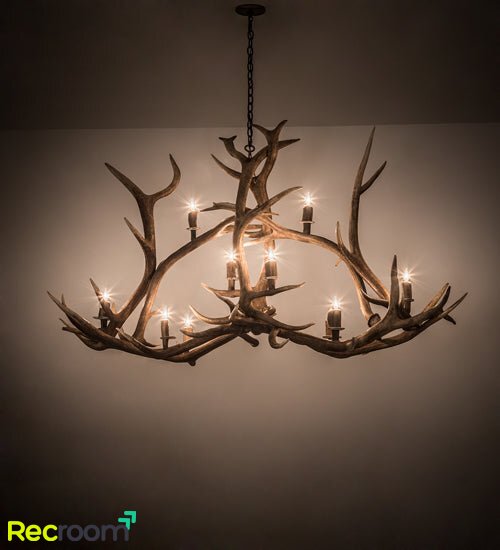 70" Long Antlers Elk 10 Light Oblong Chandelier - Zonesus