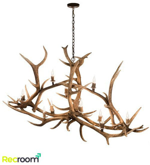 70" Long Antlers Elk 10 Light Oblong Chandelier - Zonesus