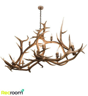 70" Long Antlers Elk 10 Light Oblong Chandelier - Zonesus