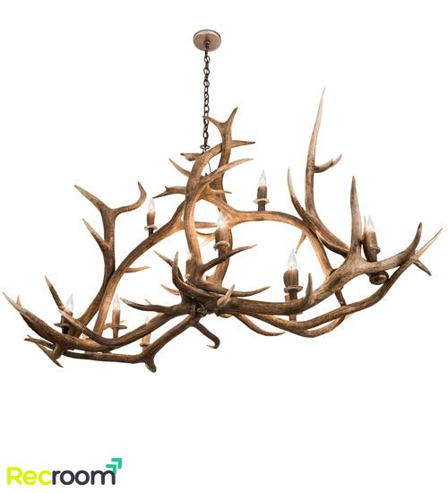 70" Long Antlers Elk 10 Light Oblong Chandelier - Zonesus