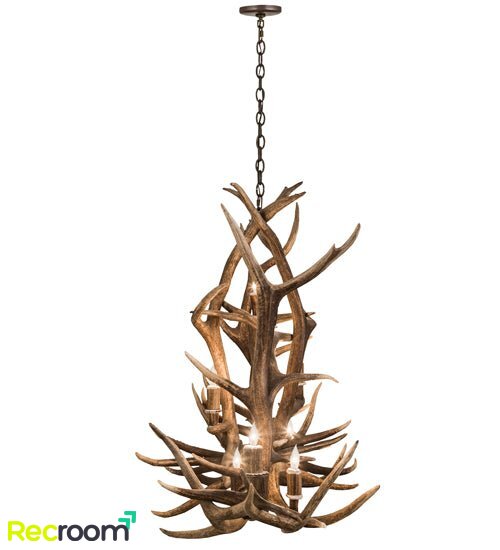 70" Long Antlers Elk 10 Light Oblong Chandelier - Zonesus