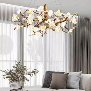 Flower Blossom Branch Brass Chandelier - Zonesus