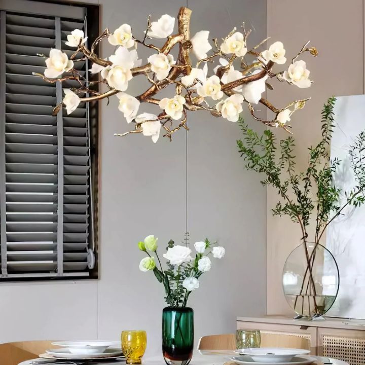 Flower Blossom Branch Brass Chandelier - Zonesus