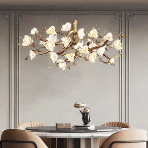 Flower Blossom Branch Brass Chandelier - Zonesus