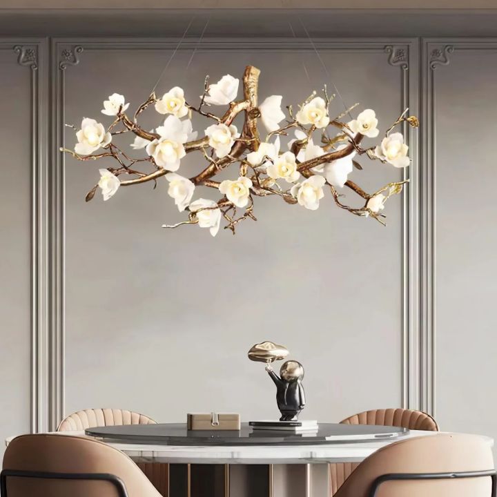 Flower Blossom Branch Brass Chandelier - Zonesus