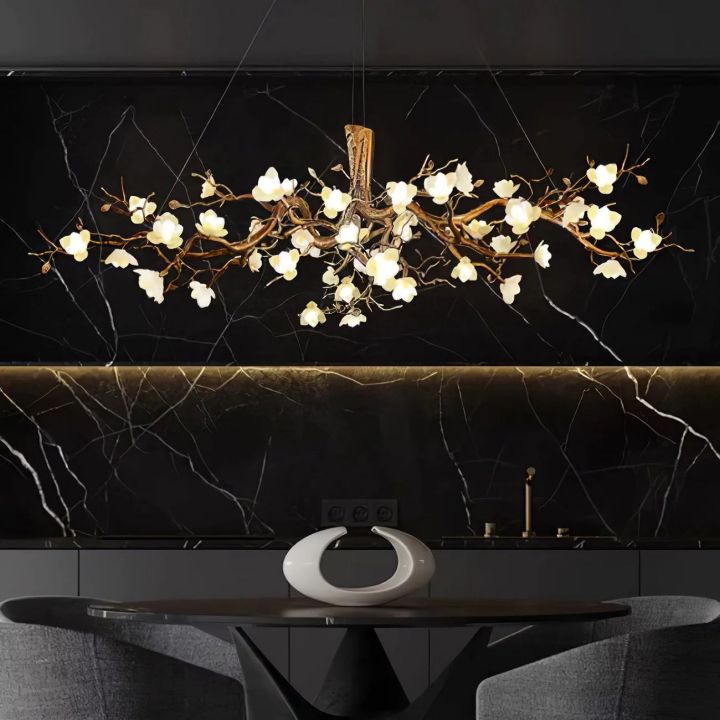 Flower Blossom Branch Brass Chandelier - Zonesus