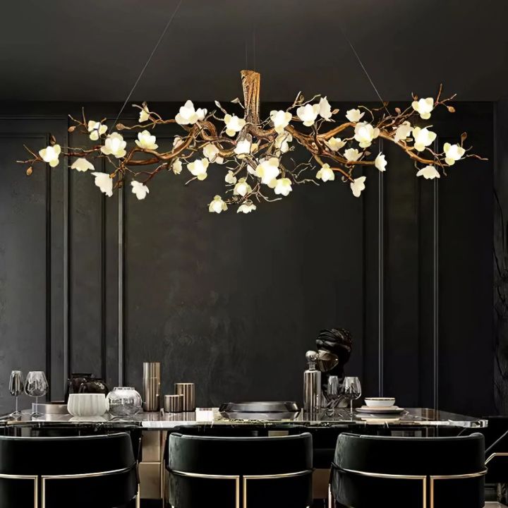 Flower Blossom Branch Brass Chandelier - Zonesus