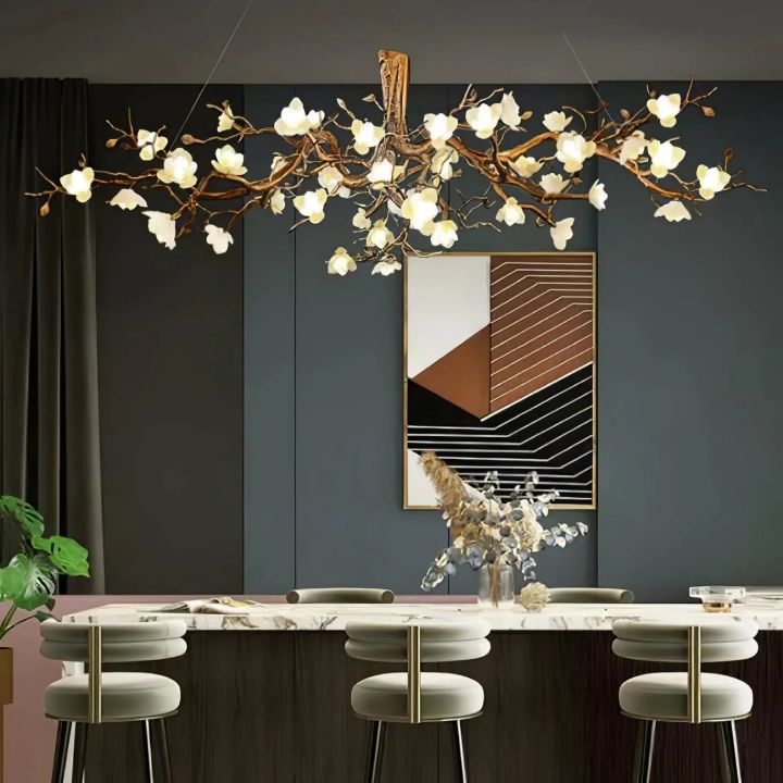 Flower Blossom Branch Brass Chandelier - Zonesus