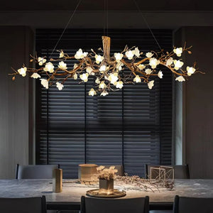 Flower Blossom Branch Brass Chandelier - Zonesus