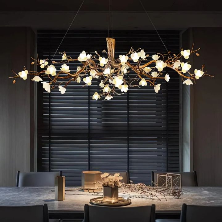 Flower Blossom Branch Brass Chandelier - Zonesus