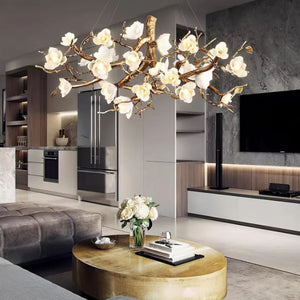 Flower Blossom Branch Brass Chandelier - Zonesus