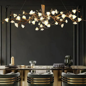 Flower Blossom Branch Brass Chandelier - Zonesus