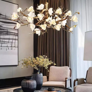 Flower Blossom Branch Brass Chandelier - Zonesus
