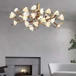 Flower Blossom Branch Brass Chandelier - Zonesus