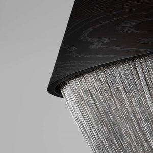 Modern Oak Tassel Aluminium Chain Chandelier - Zonesus