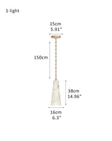 Modern Alabaster Chandelier 2 Light, Double Pendant with adjustable brass/black chain