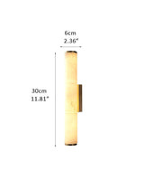 LED Copper Cylindrical Natural Marble Alabaster Wall Sconce Lamp,H30/40/50/60CM