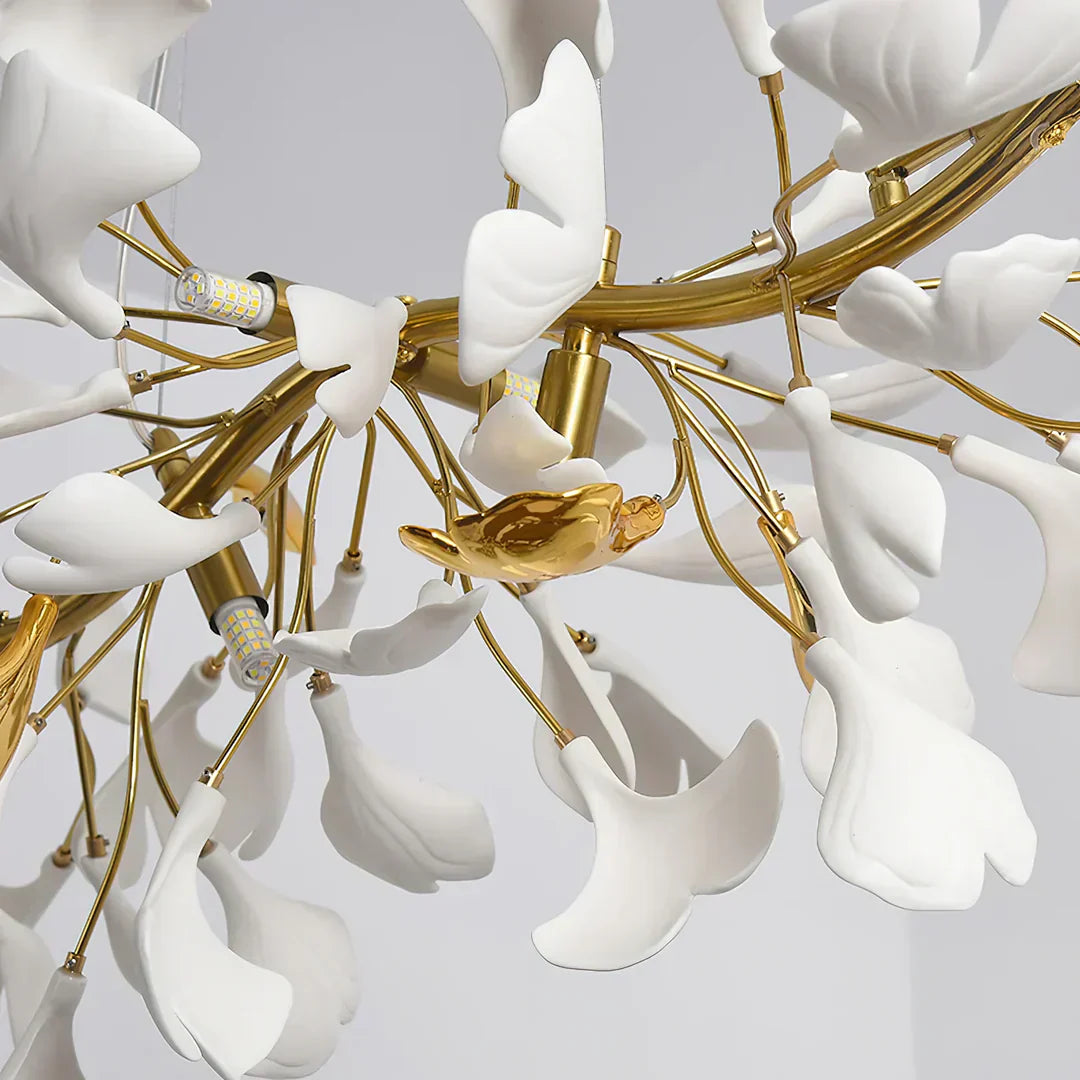 Ceramic Ginkgo Rings Linear Branch Chandelier - Zonesus