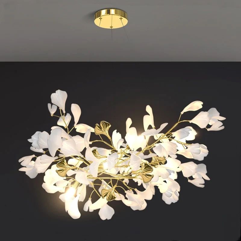 Ceramic Ginkgo Branch Chandelier - Zonesus
