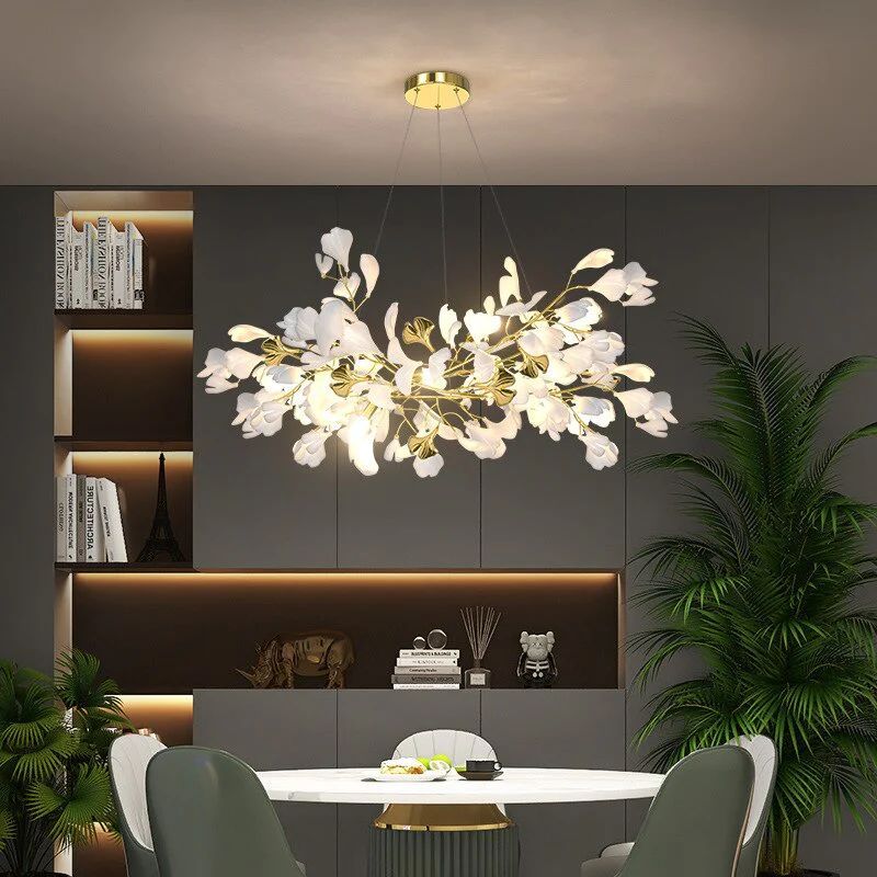 Ceramic Ginkgo Branch Chandelier - Zonesus