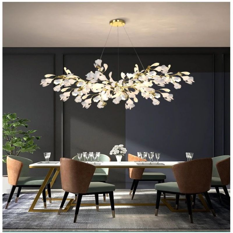 Ceramic Ginkgo Branch Chandelier - Zonesus