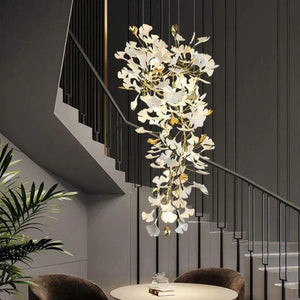 Ceramic Ginkgo Cascading A Branch Chandelier - Zonesus