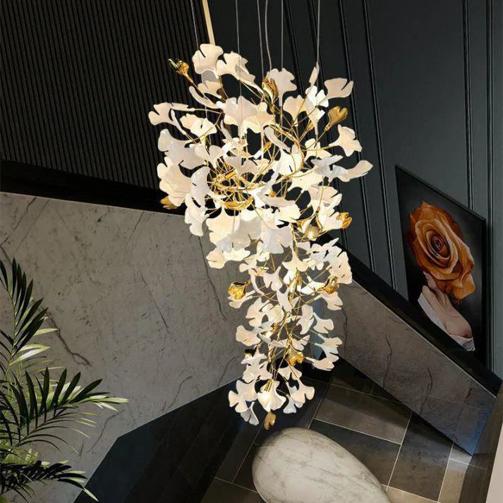 Ceramic Ginkgo Cascading A Branch Chandelier - Zonesus