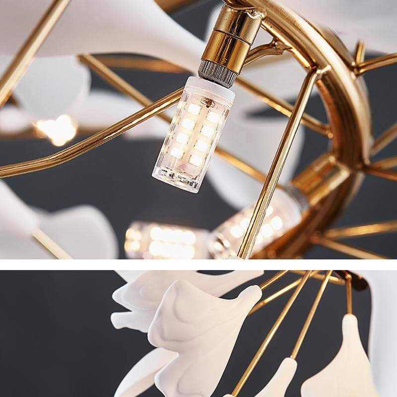 Ceramic Ginkgo Round Chandelier - Zonesus