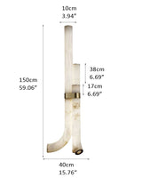 Modern LED Piped White Alabaster High Standing Floor Lamp Height 59" | 45W