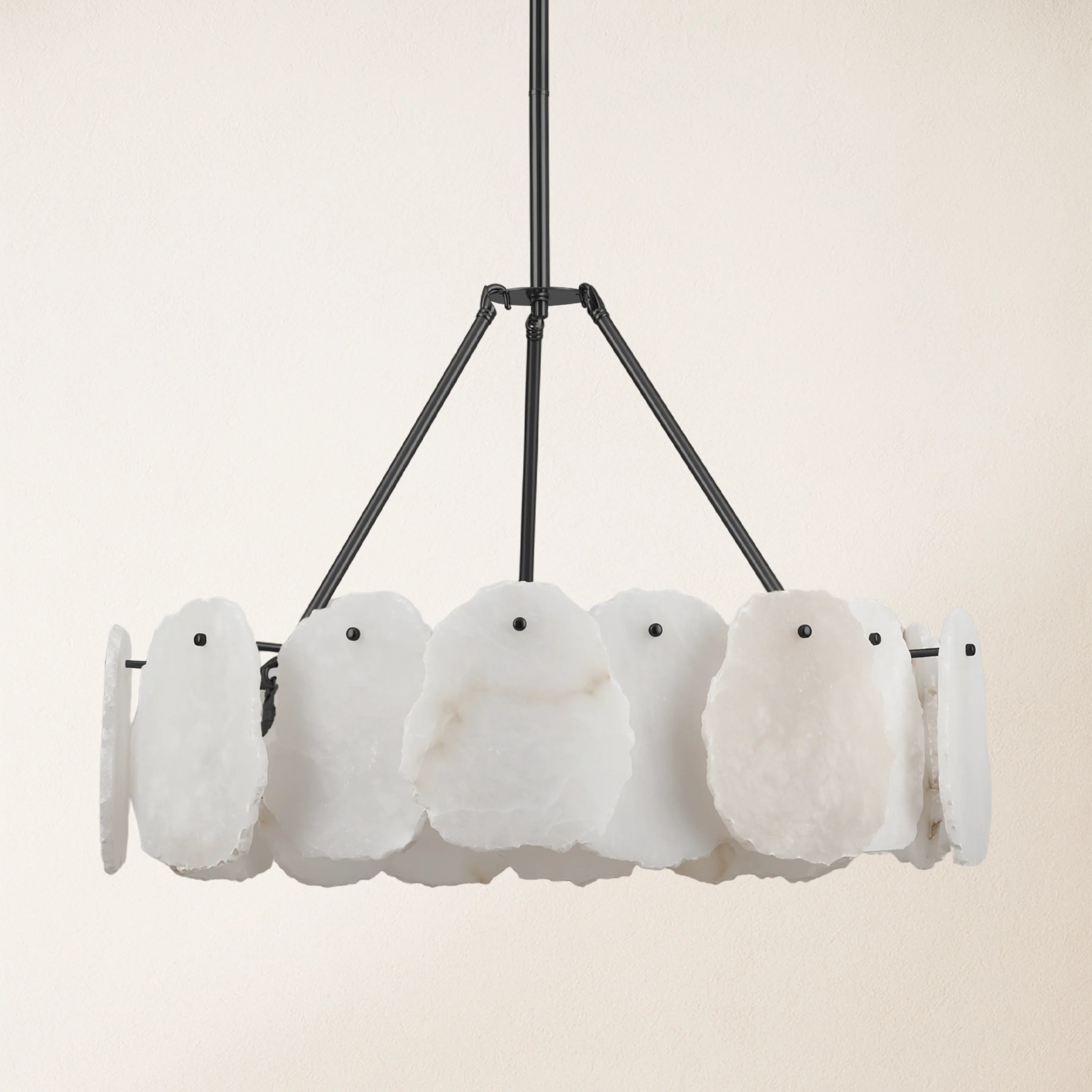 Moira Alabaster Round Chandelier 24"D#Finish_Black