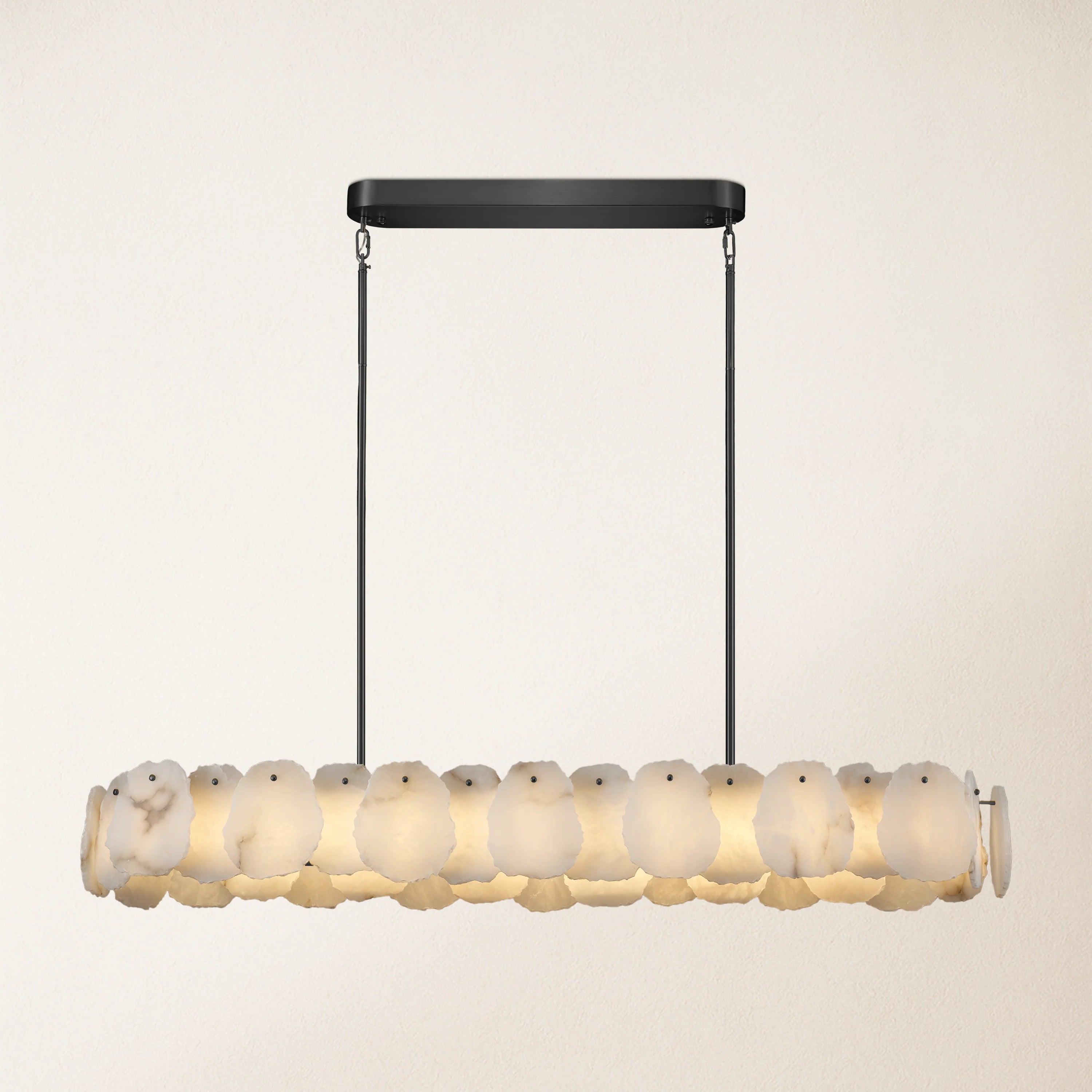 Moira Alabaster Oval Chandelier 58"W#Finish_Black