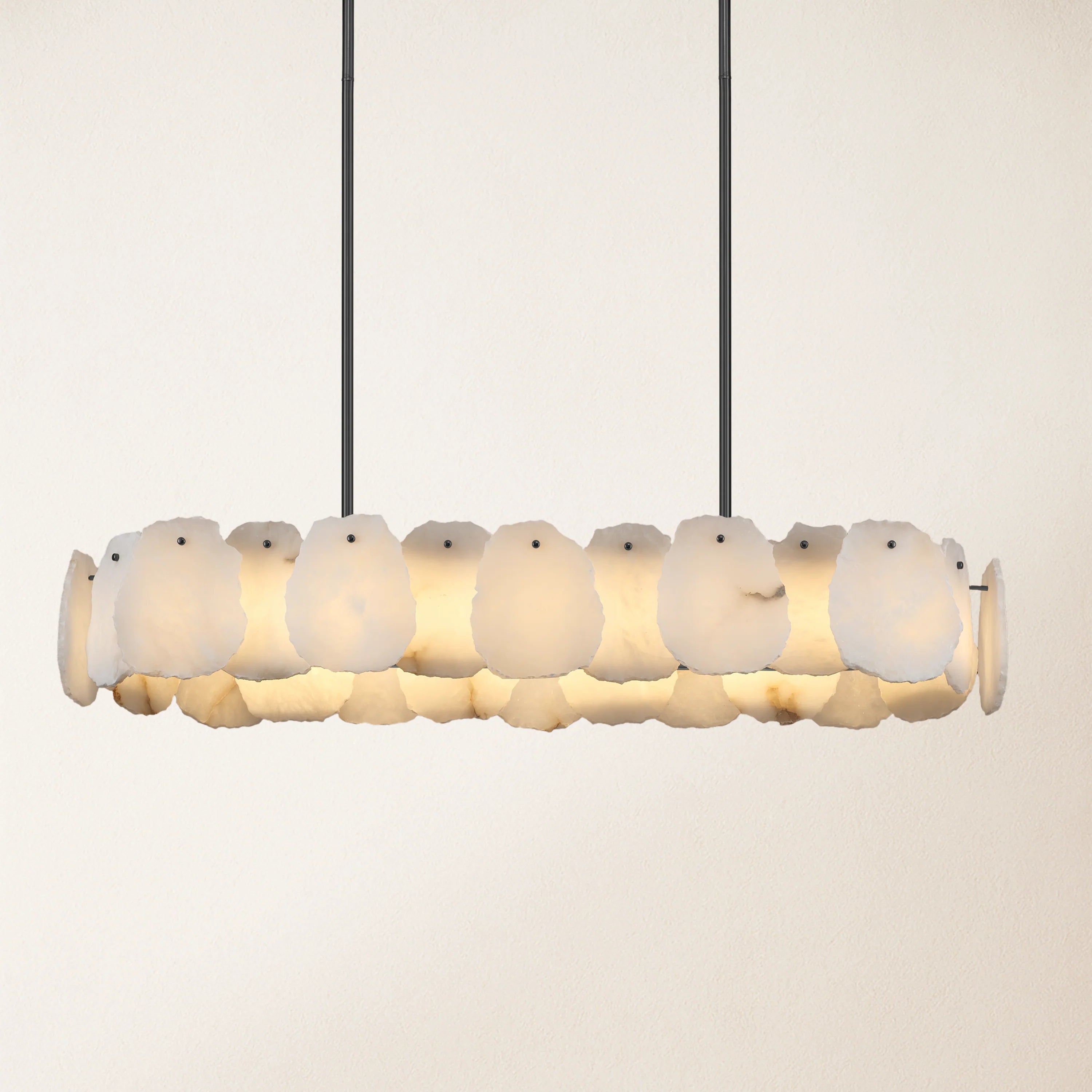 Moira Alabaster Oval Chandelier 43"W#Finish_Black