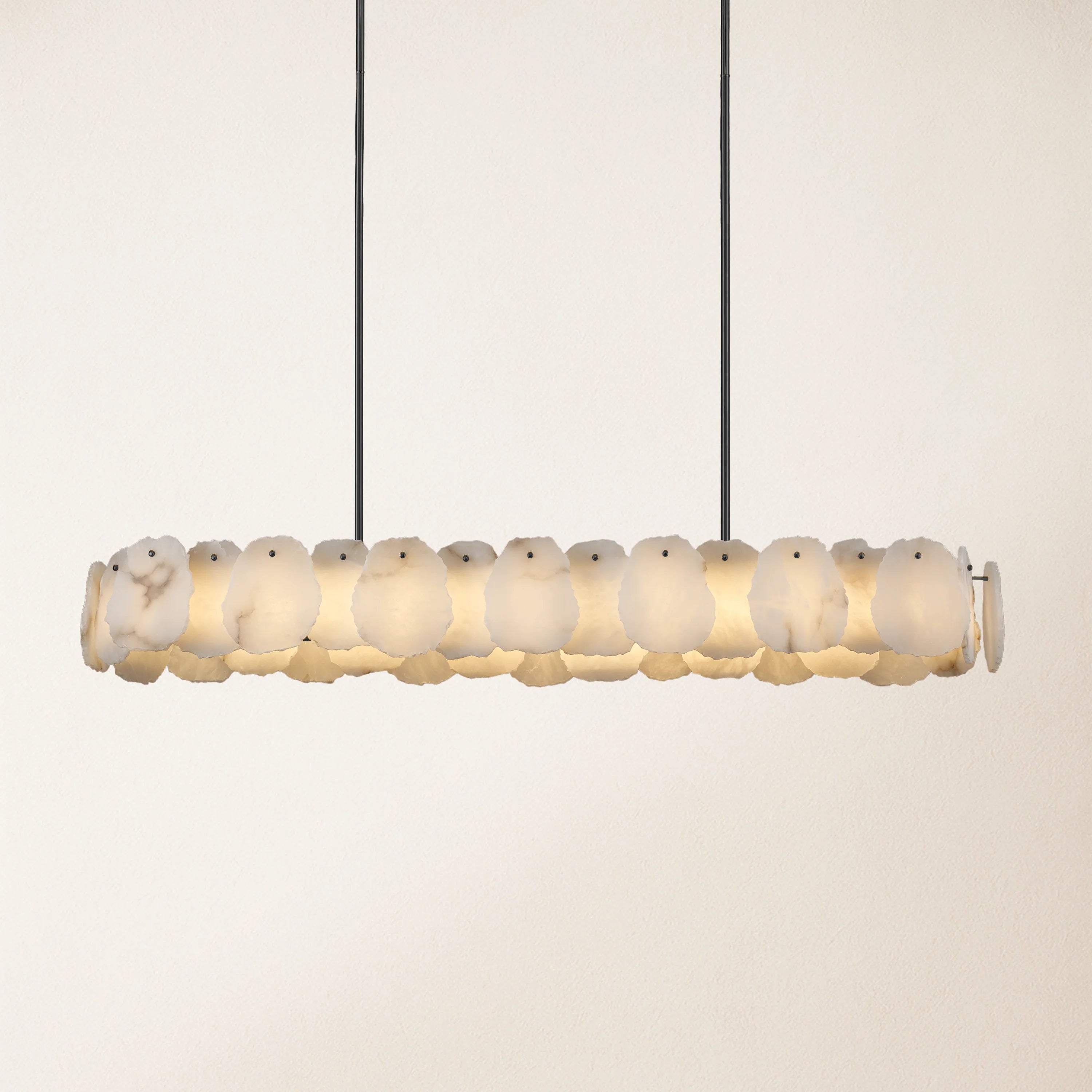 Moira Alabaster Oval Chandelier 58"W#Finish_Black