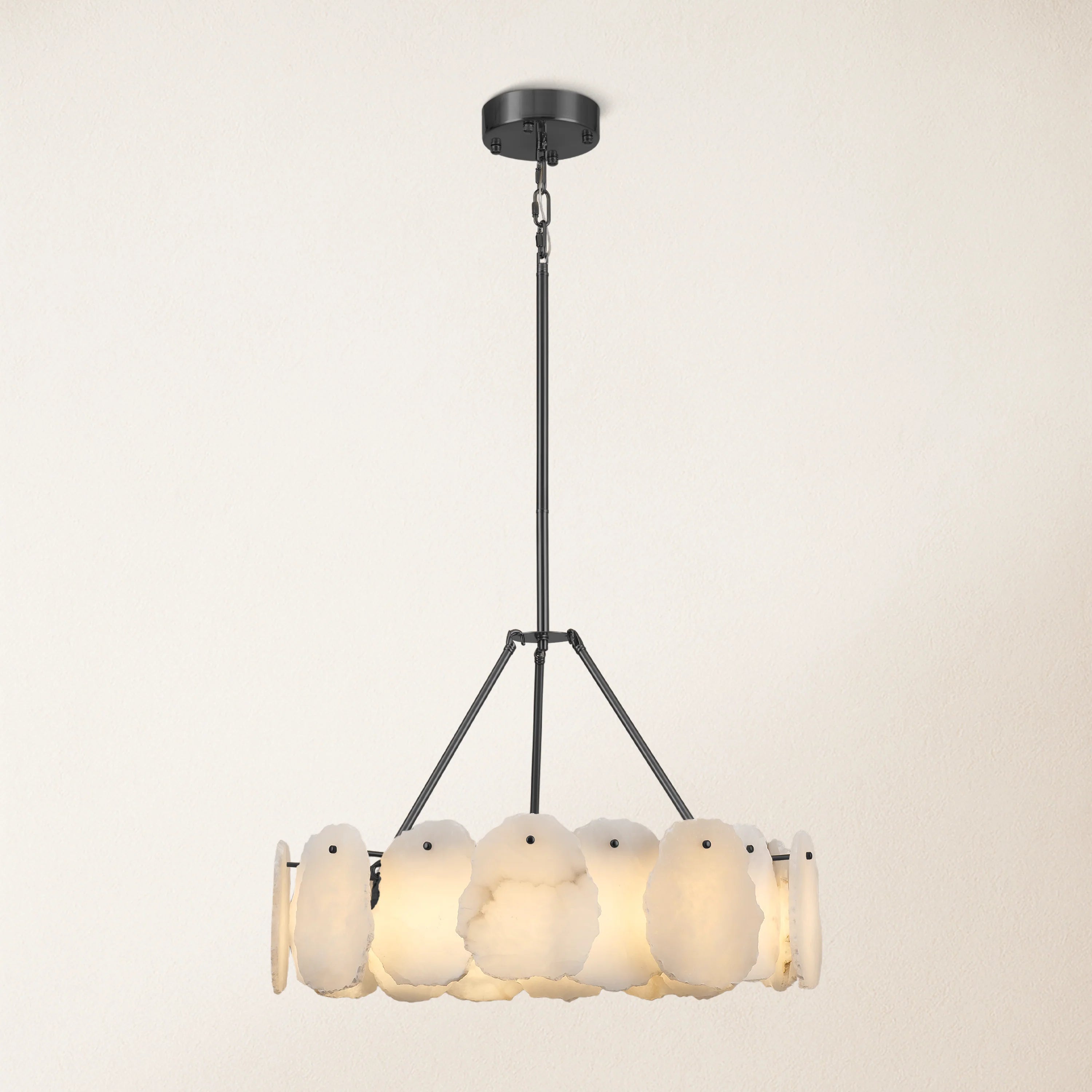 Moira Alabaster Round Chandelier 24"D#Finish_Black