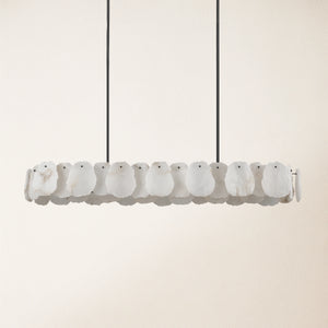 Moira Alabaster Oval Chandelier 58"W#Finish_Black