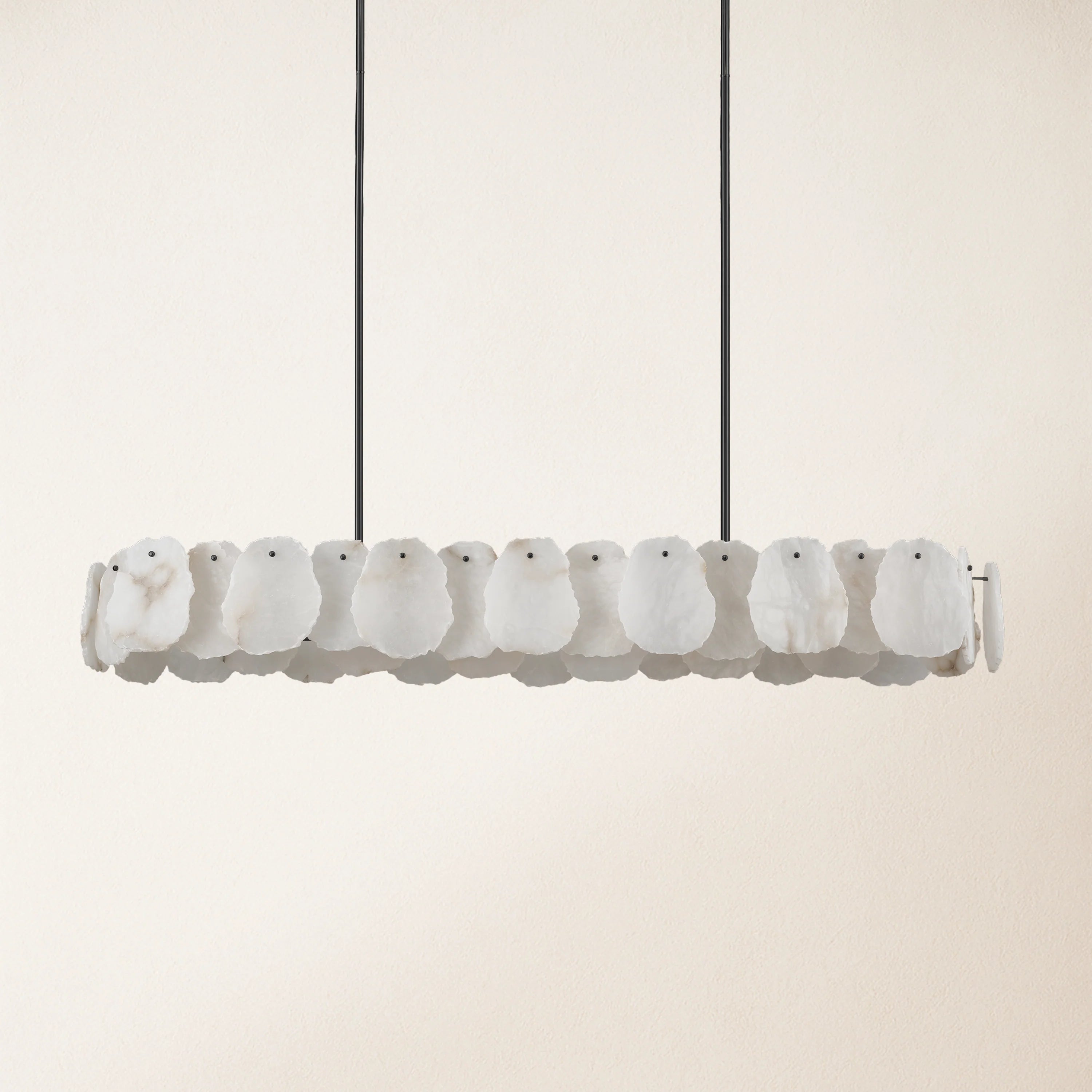 Moira Alabaster Oval Chandelier 58"W#Finish_Black