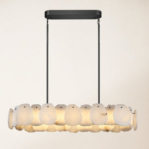 Moira Alabaster Oval Chandelier 43"W#Finish_Black
