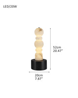 Black Marble Base & White Alabaster 5-Tier Table Lamp 8“ Height