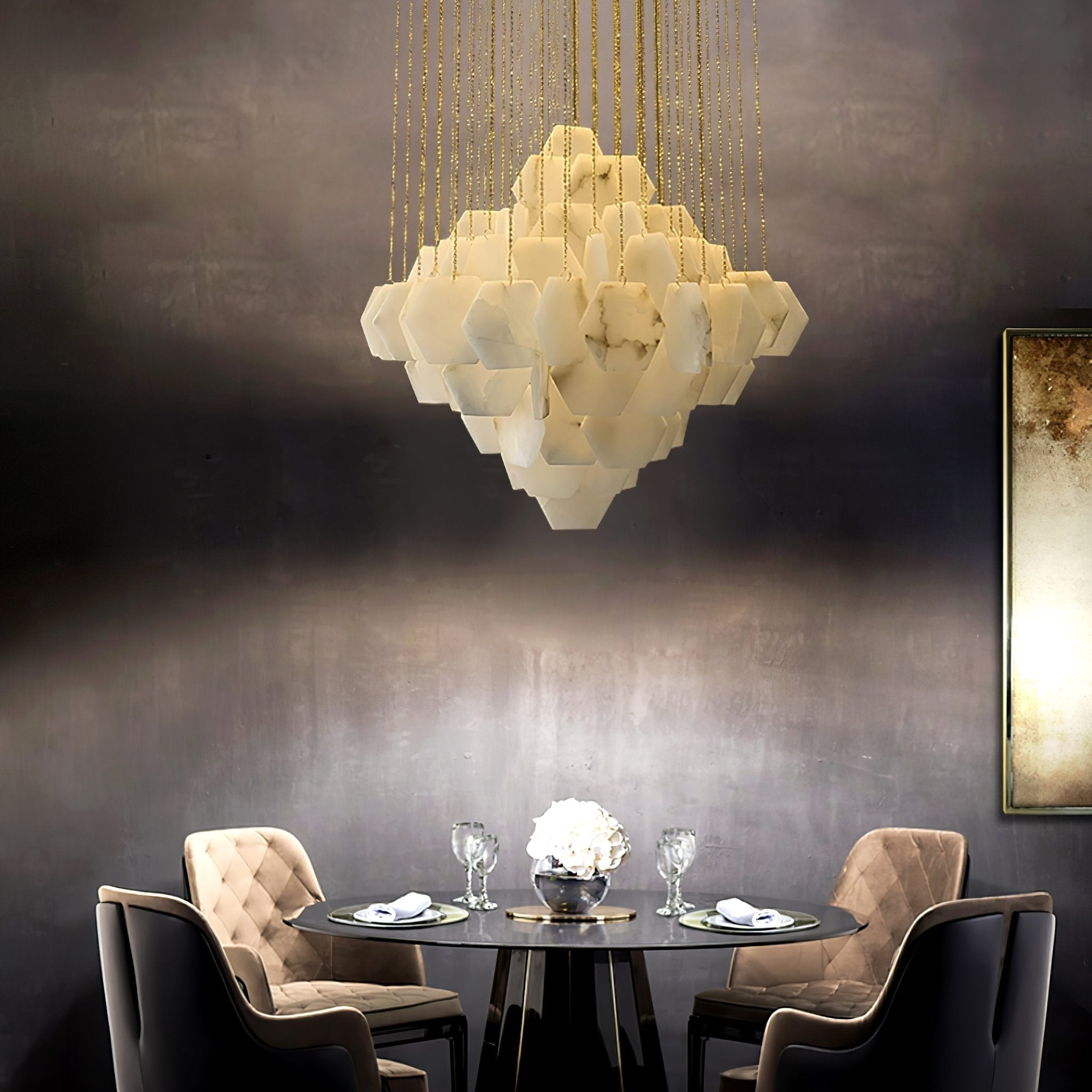 Hexa Alabaster Cascade Chandelier - Zonesus